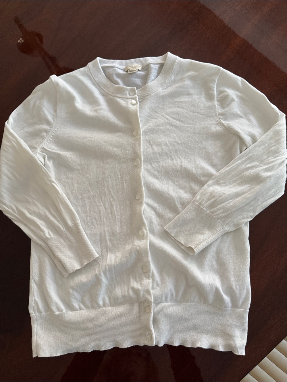 J. Crew Clare White Crewneck Button-Front Cardigan - Picture 3 of 16